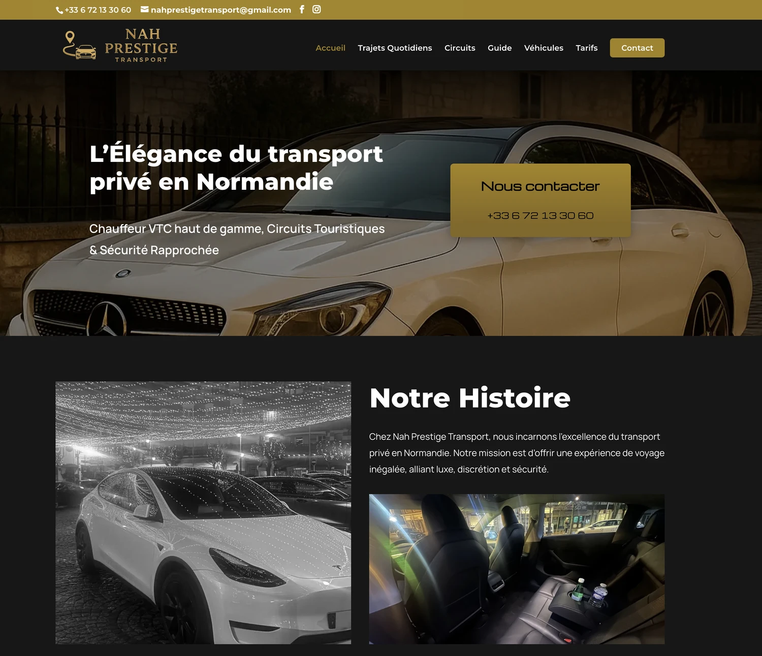 Aperçu du site Nah Prestige Transport – chauffeur VTC haut de gamme à Caen