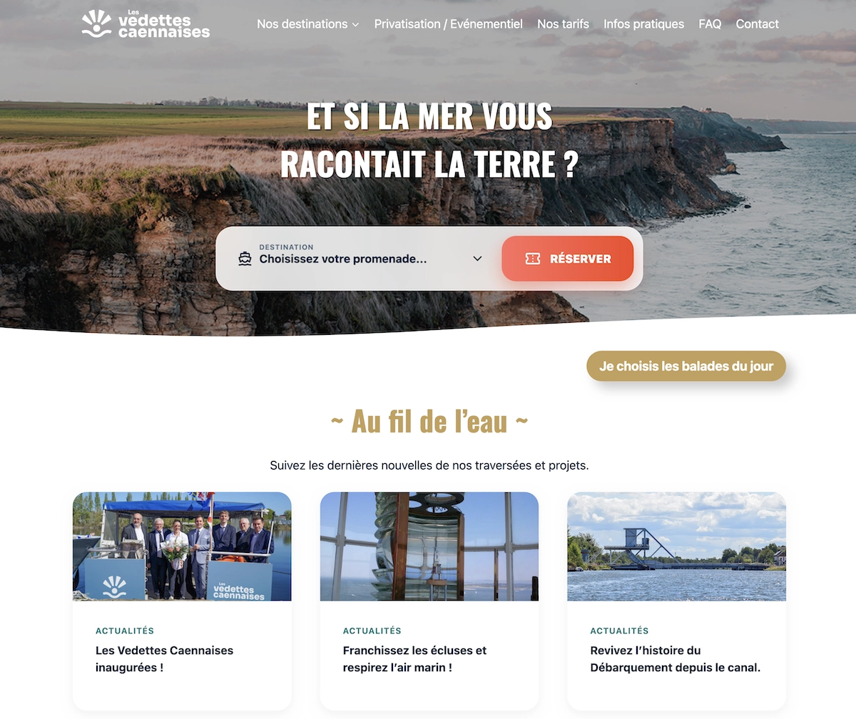 Module de réservation Vedettes Booking – interface de réservation des balades en bateau sur le canal de Caen